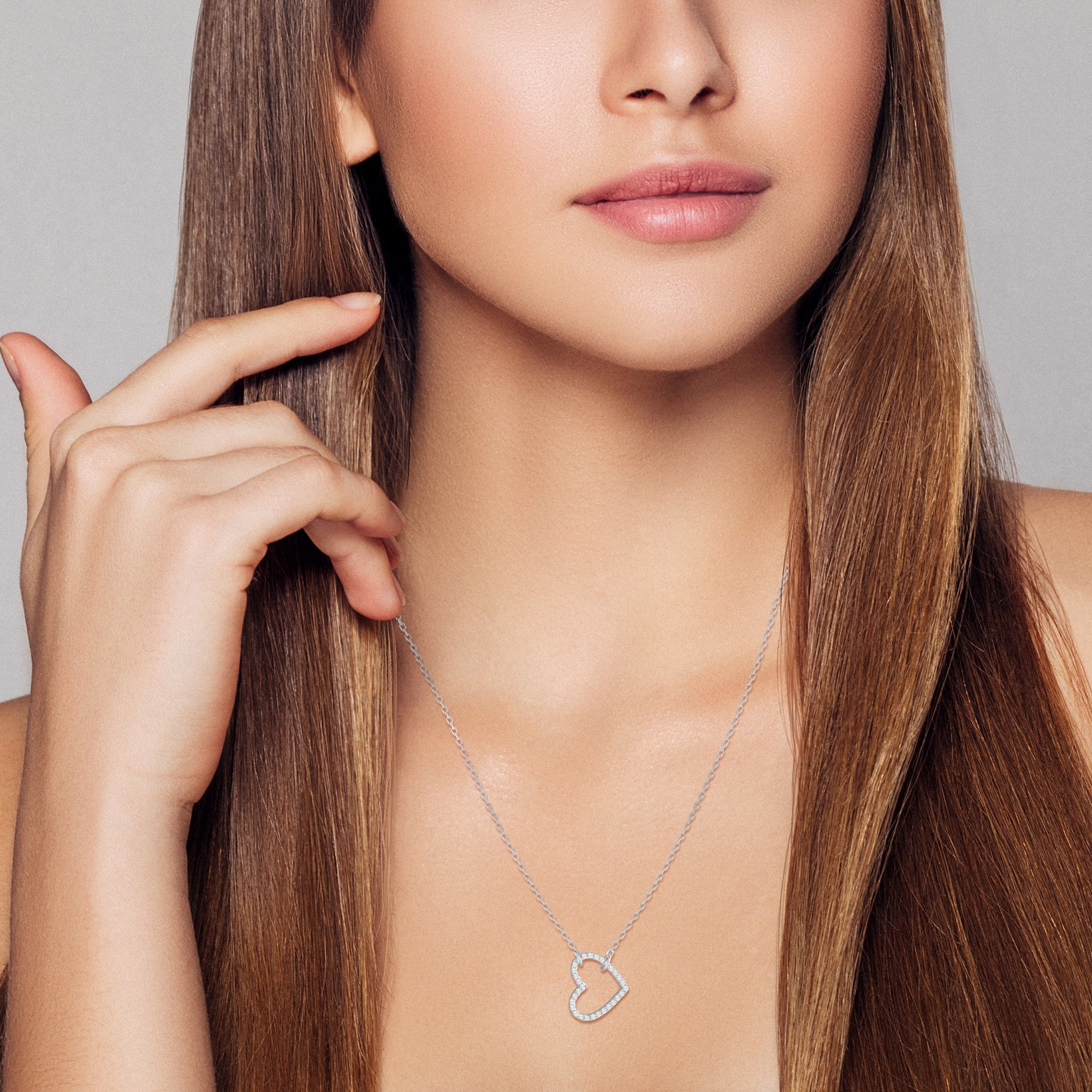 Sterling Silver Sideways Heart Necklace