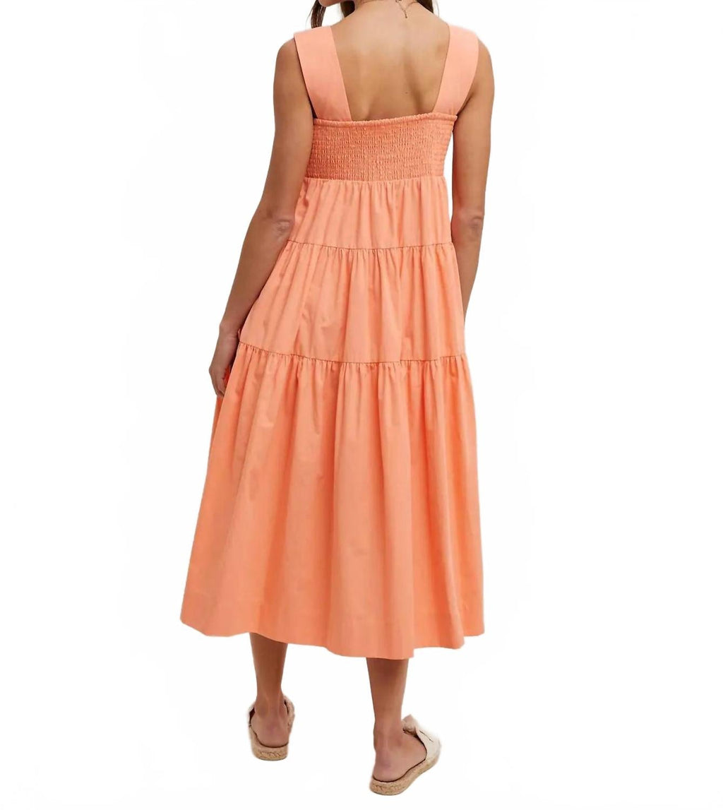 Boho Floral Midi Dress In Sunkist/punch