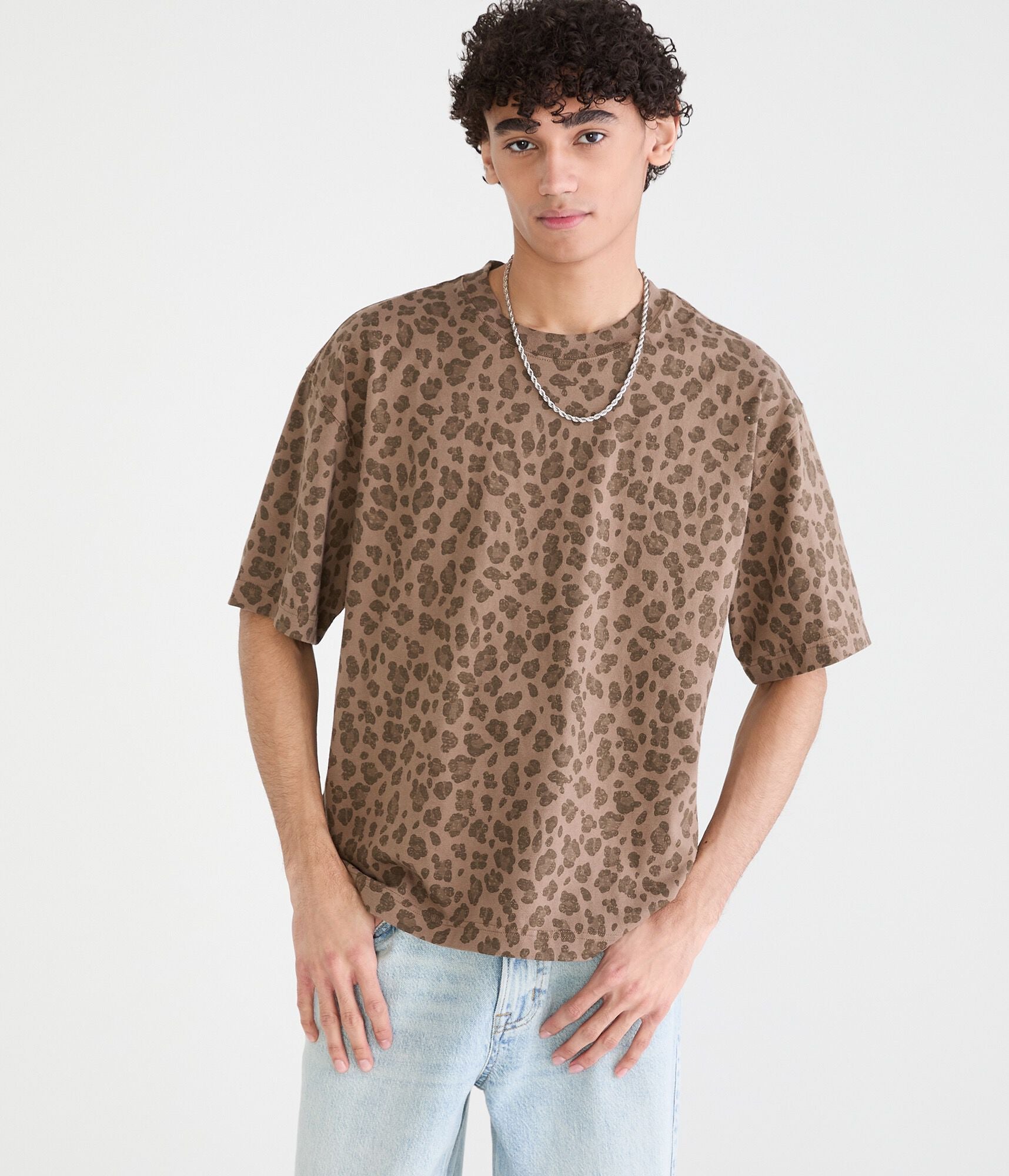 Aeropostale Leopard Print Heavyweight Crew Tee