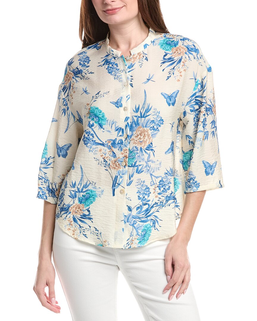 Renuar Woven Button Front Blouse