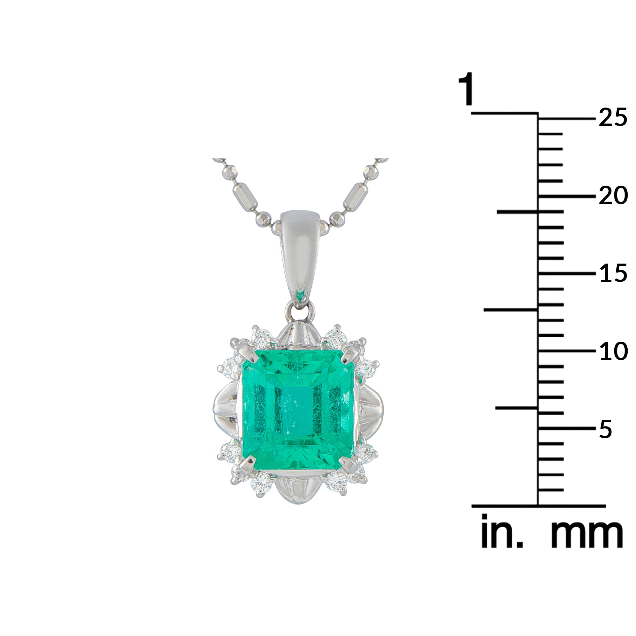 LB Exclusive Platinum 0.16ct Diamond and Emerald Pendant Necklace MF256-041426