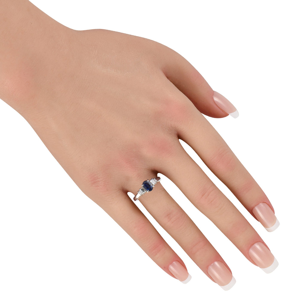 LB Exclusive Platinum 0.30ct Diamond and Sapphire Ring MF28-041426