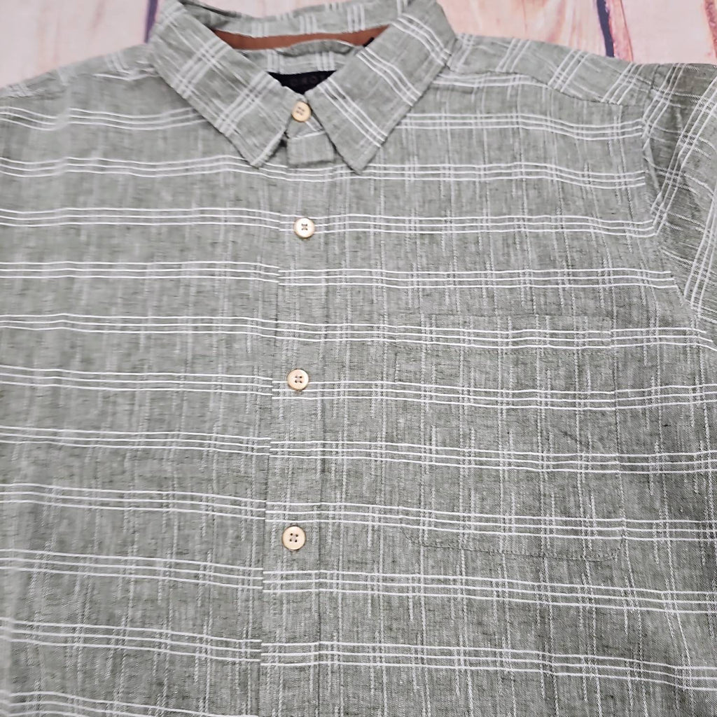 Men's Nate Shirt In Sage White Stripes