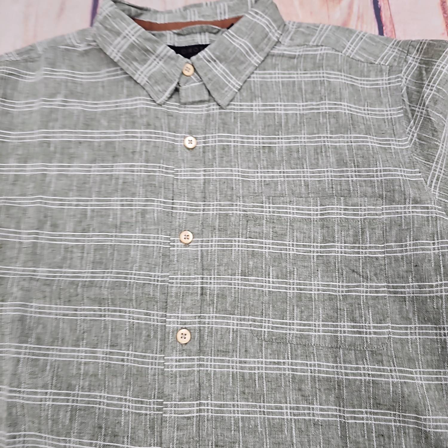 Men's Nate Shirt In Sage White Stripes