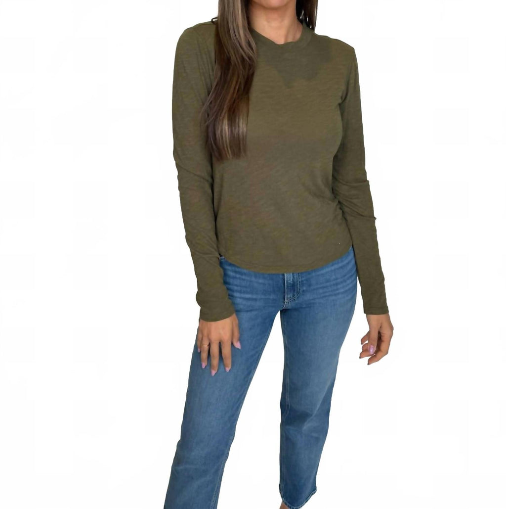Long Sleeve Crew Neck Tee In Italian Herb