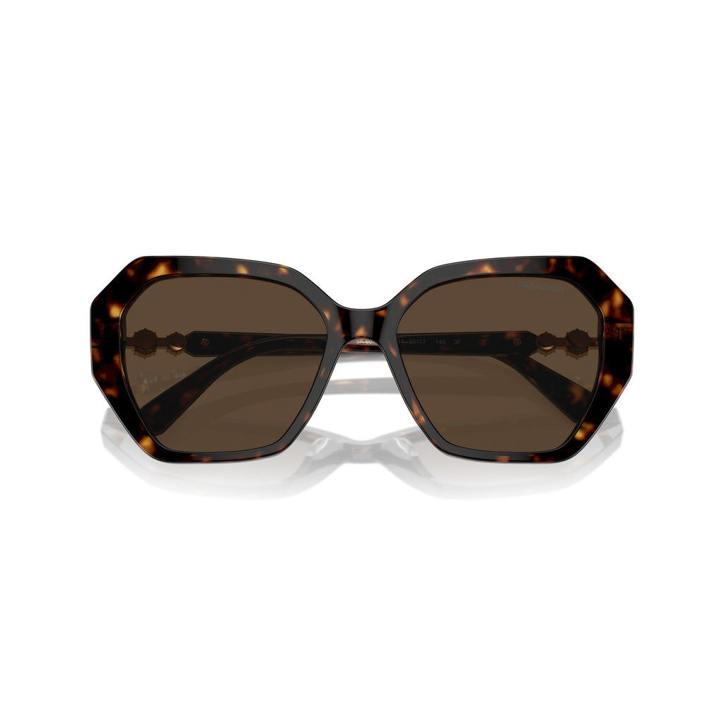 0Sk6017 Oversized Geometric Tortoiseshell Sunglasses with Crystal Accents