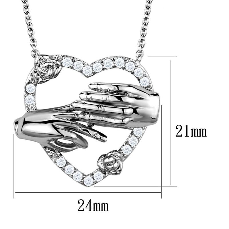 Rhodium Brass Chain Pendant with AAA Grade CZ in Clear