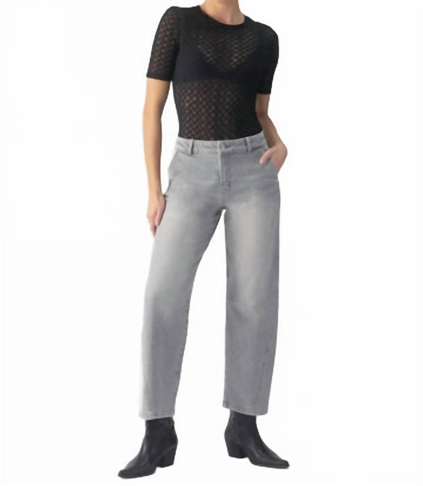 Twisted Seam Barrel Jean In Grey