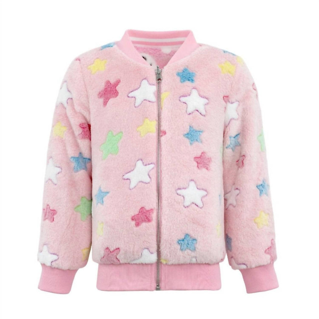 Kid's Fuzzy Reversible Bomber Jacket In Pink