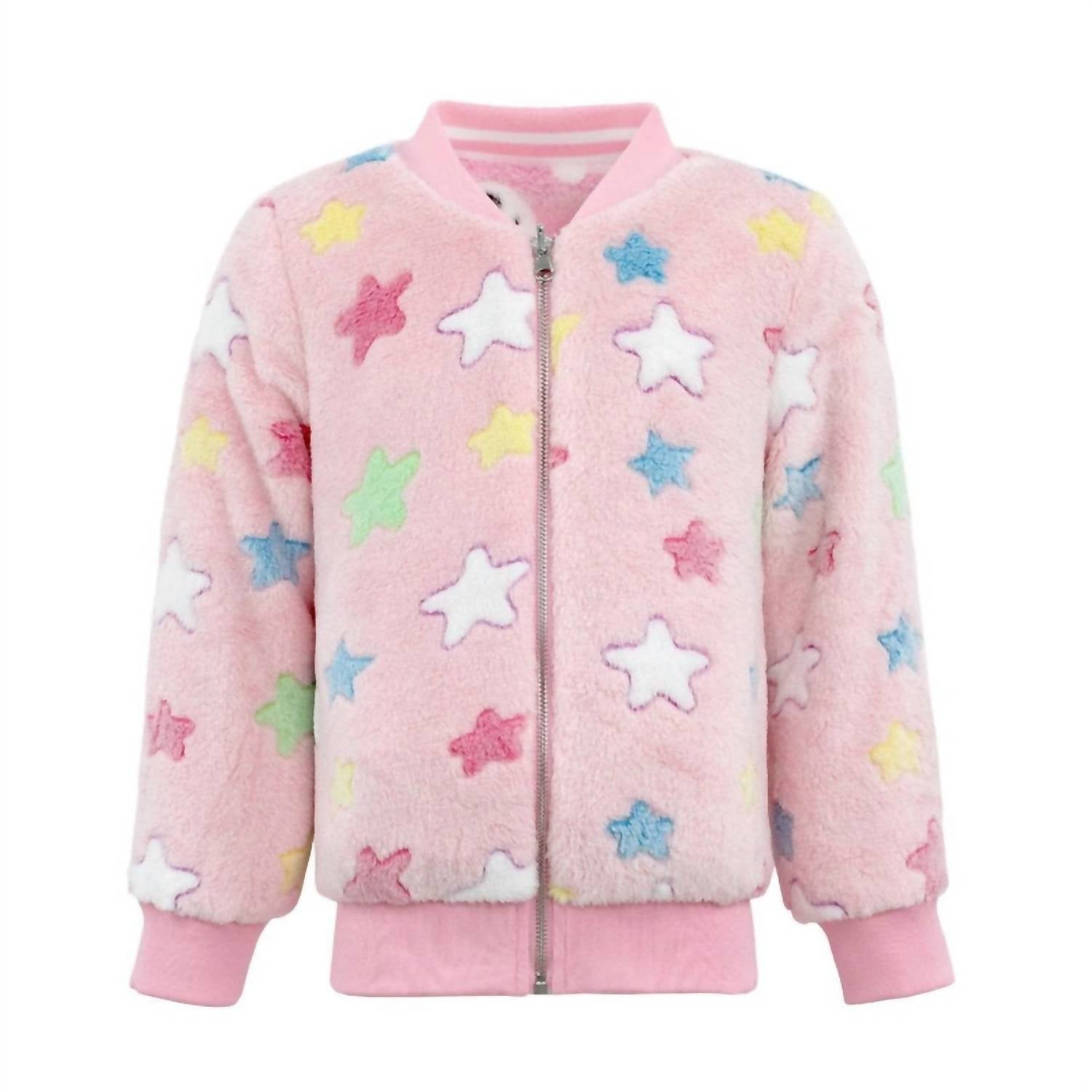 Kid's Fuzzy Reversible Bomber Jacket In Pink