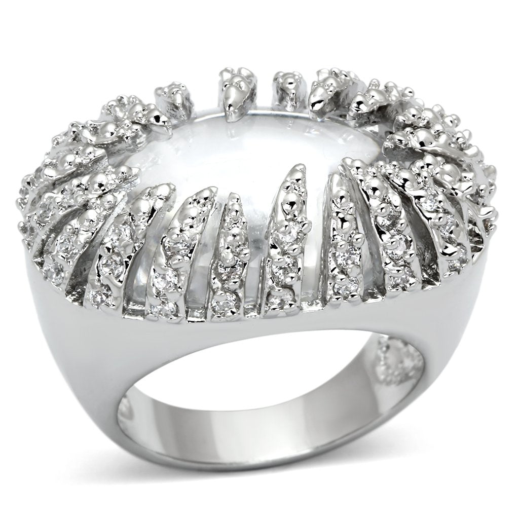 Rhodium Brass Ring with AAA Grade CZ in Clear