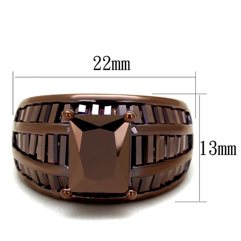 IP Coffee light Brass Ring with AAA Grade CZ in Light Coffee