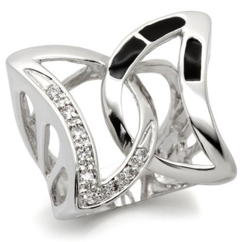 Rhodium Brass Ring with AAA Grade CZ in Clear