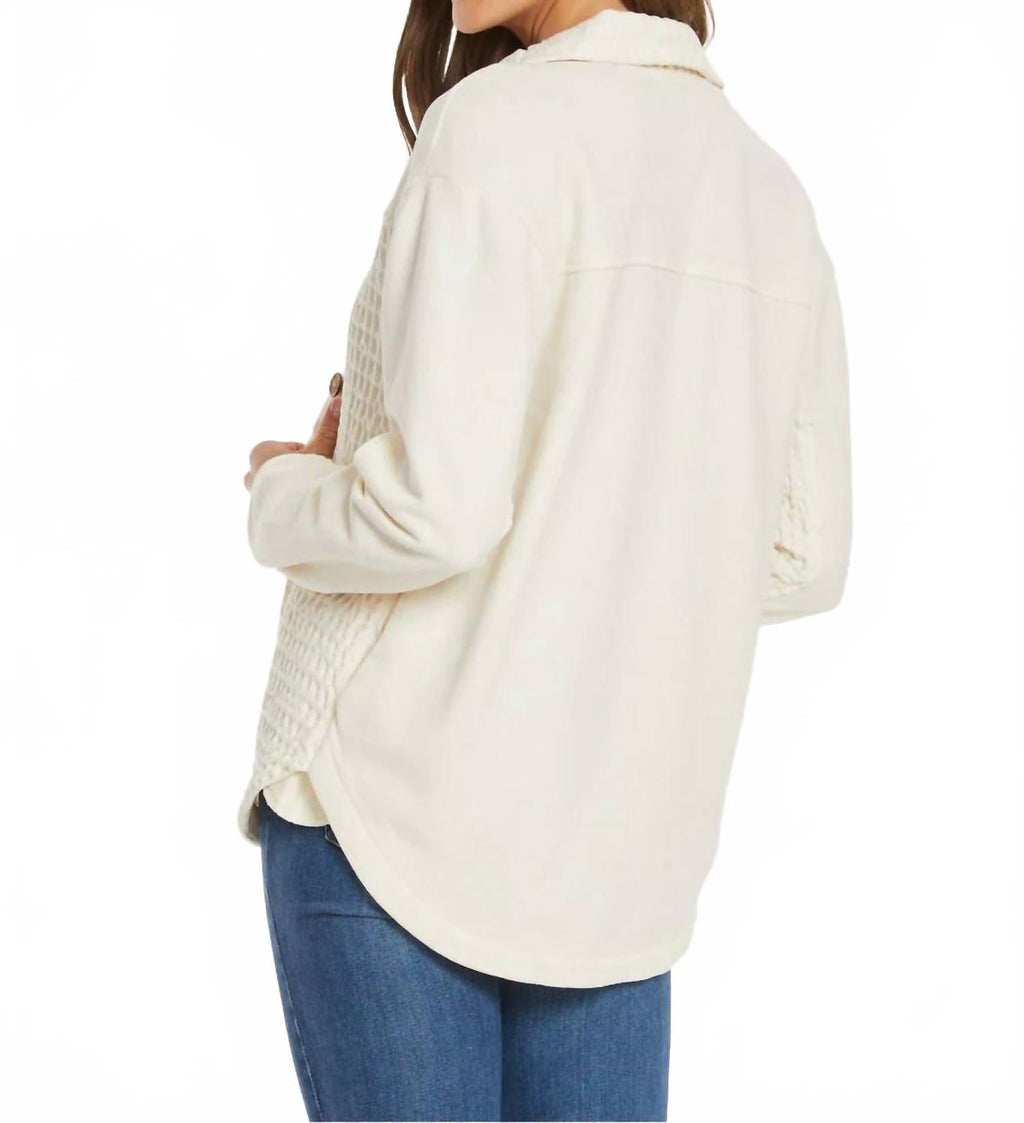 Mixed Texture Oversized Shacket In Milk Frost