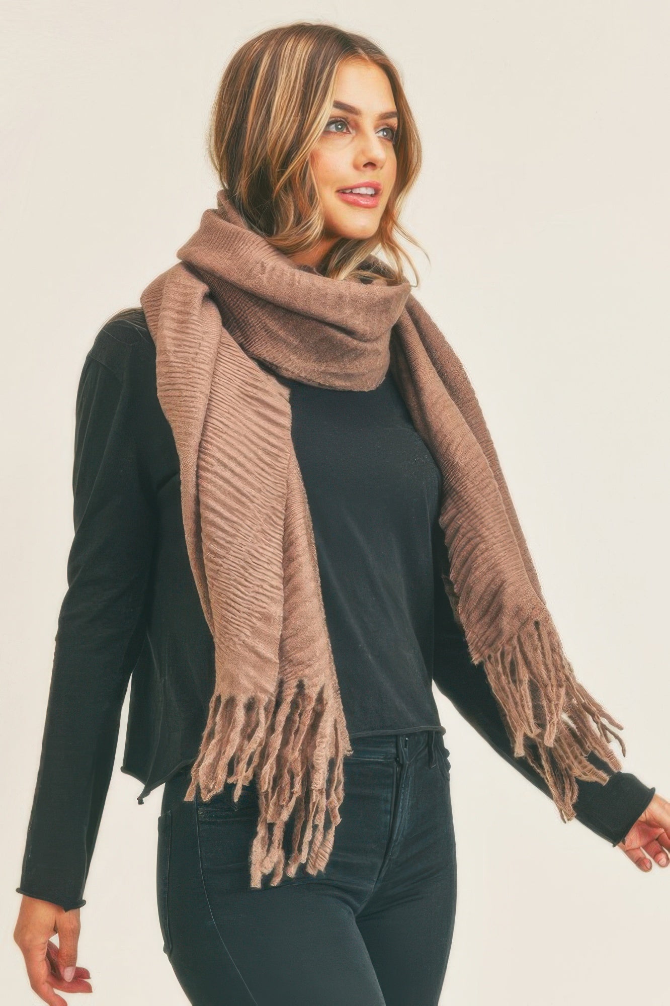 Solid Pleated Scarf