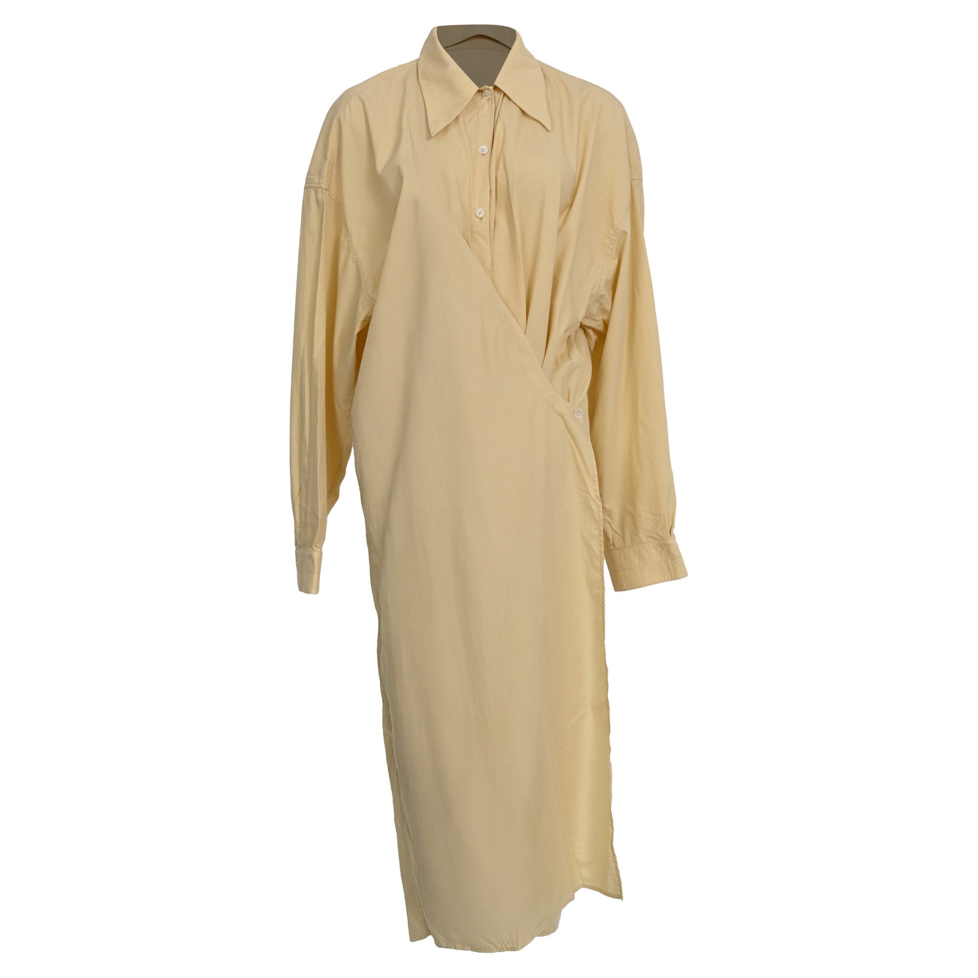Lemaire Gathered Shirt Dress in Yellow Cotton