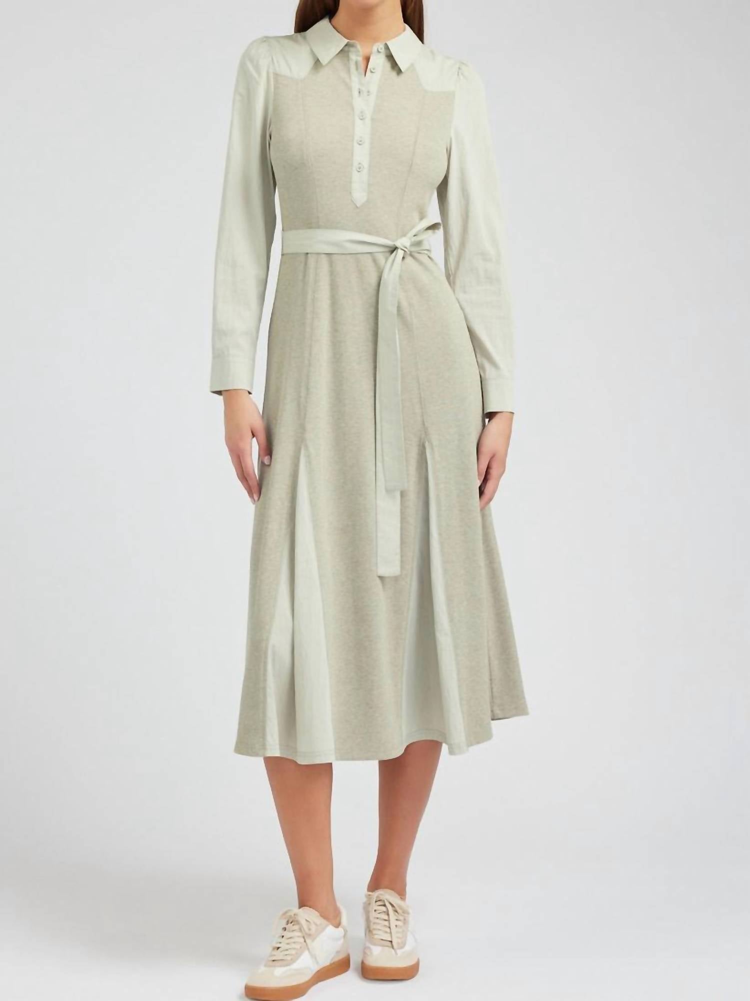 Godet Skirt Ribbed Maxi Dress In Sage