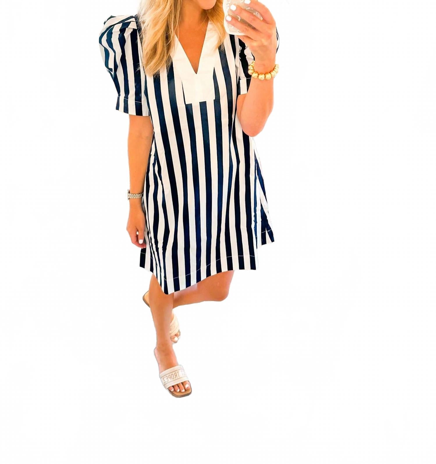 Stripe Dress In Navy And White