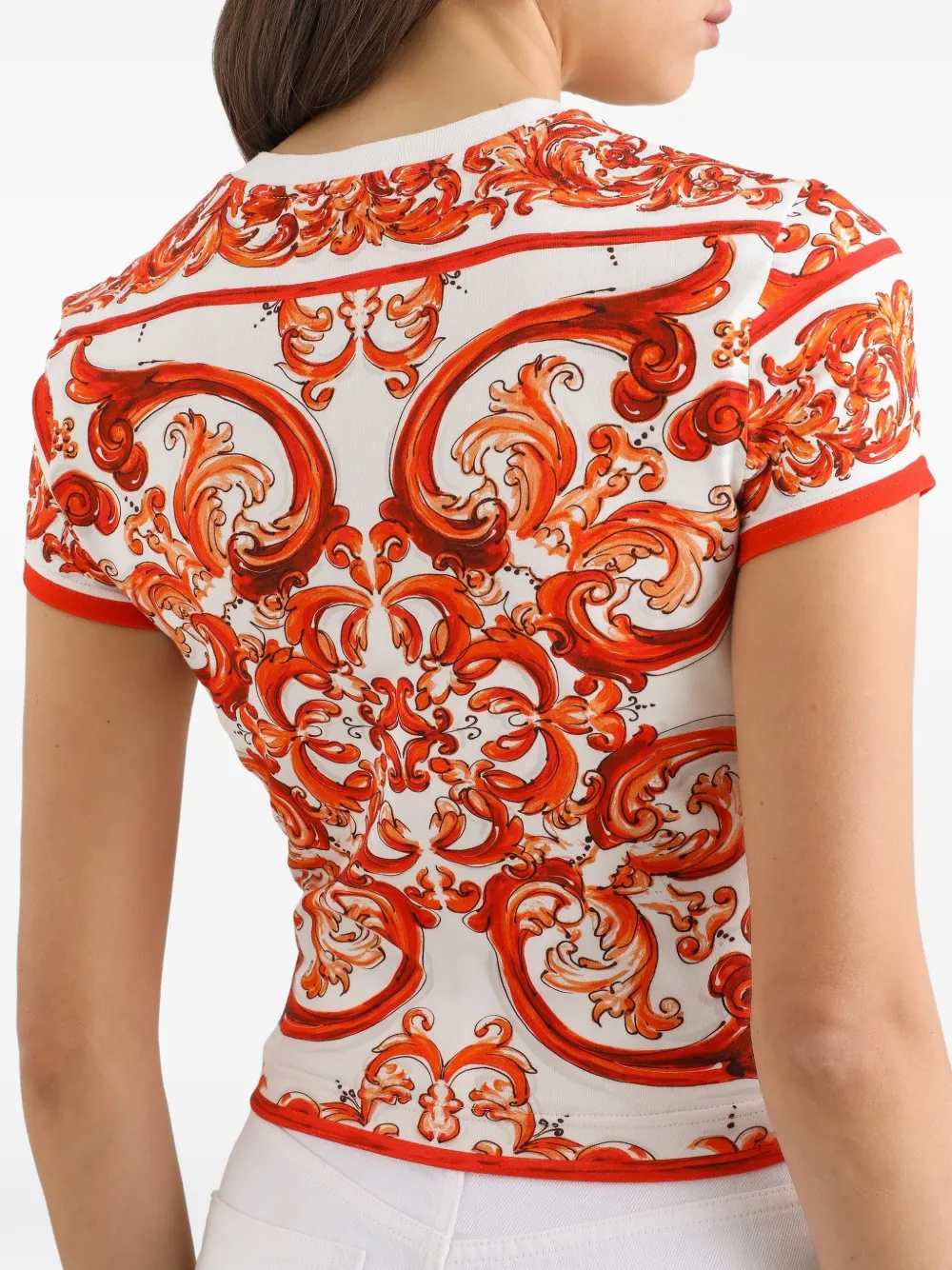 Dolce & Gabbana Women Jersey T-Shirt With Majolica Print