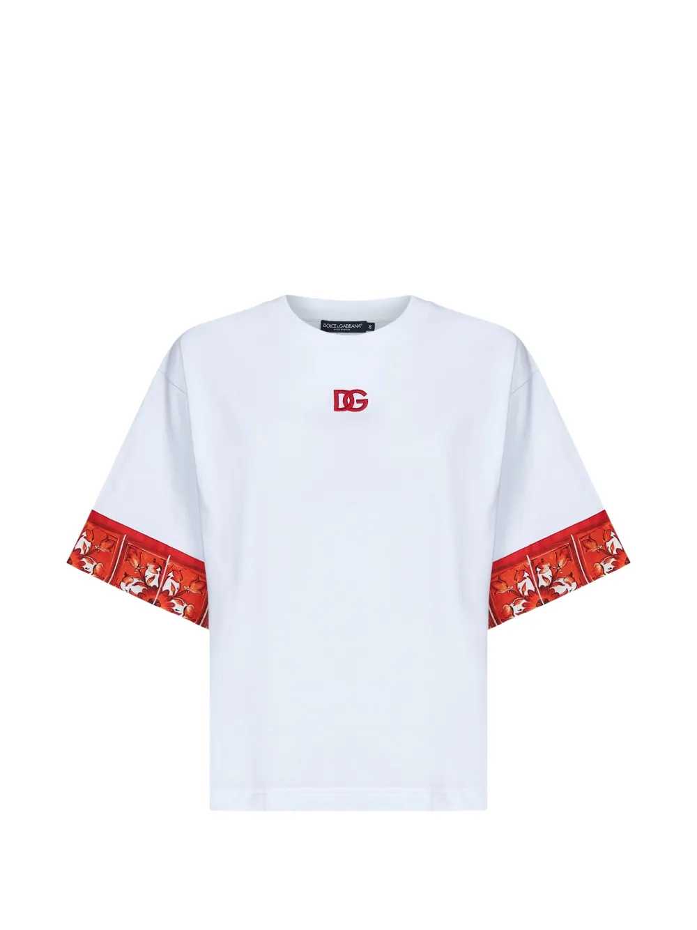 Dolce & Gabbana Women T-Shirt With Embroidered Logo And Majolica Print