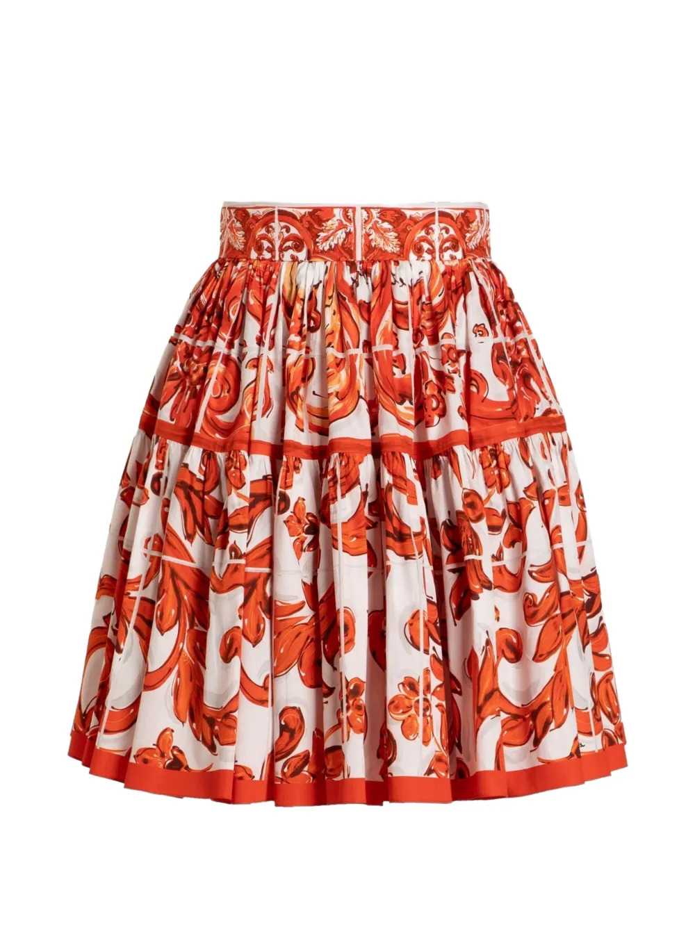 Dolce & Gabbana Women Poplin Skirt With Majolica Print
