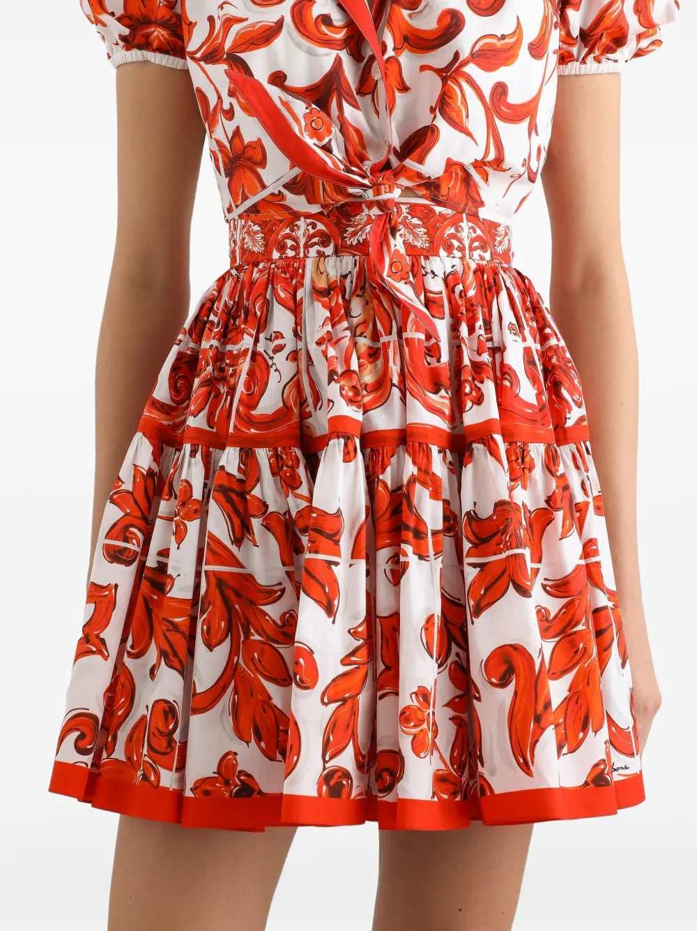 Dolce & Gabbana Women Poplin Skirt With Majolica Print