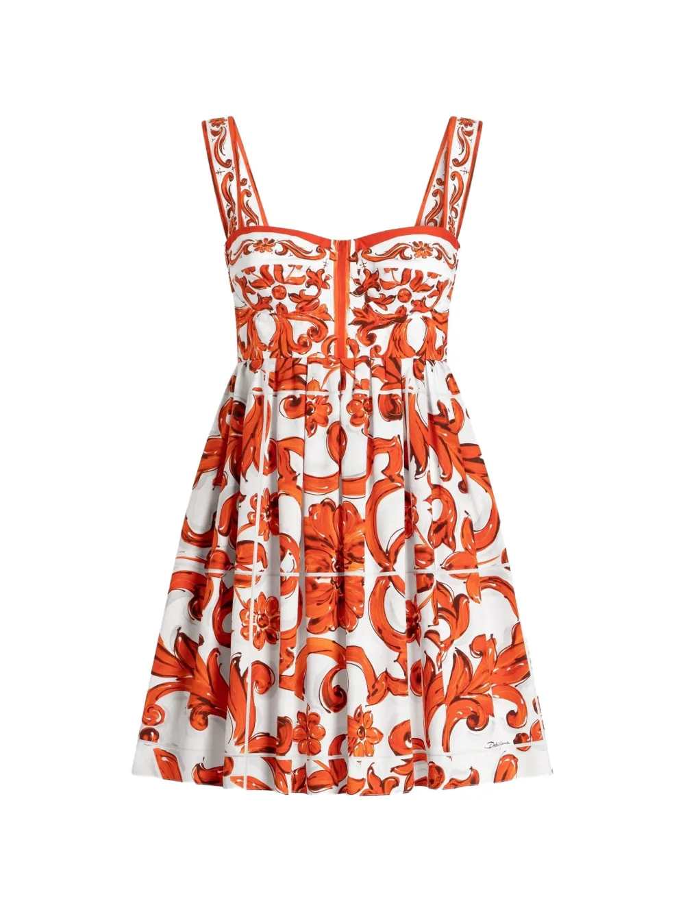 Dolce & Gabbana Women Short Poplin Dress With Majolica Print