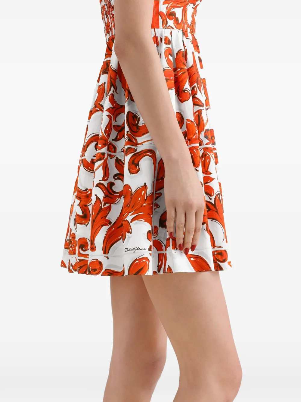 Dolce & Gabbana Women Short Poplin Dress With Majolica Print