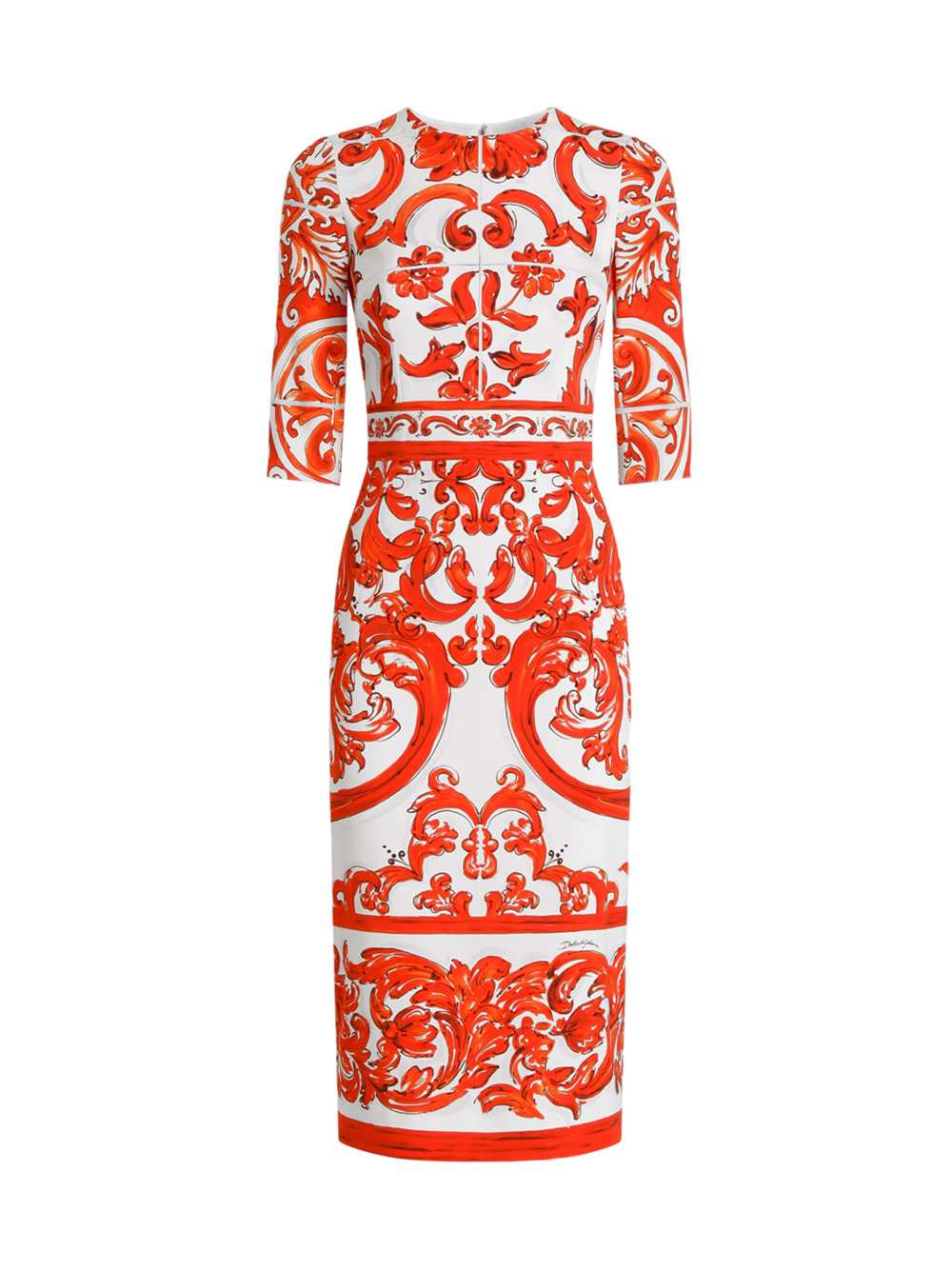 Dolce & Gabbana Women Maiolica Print Charmeuse Dress: