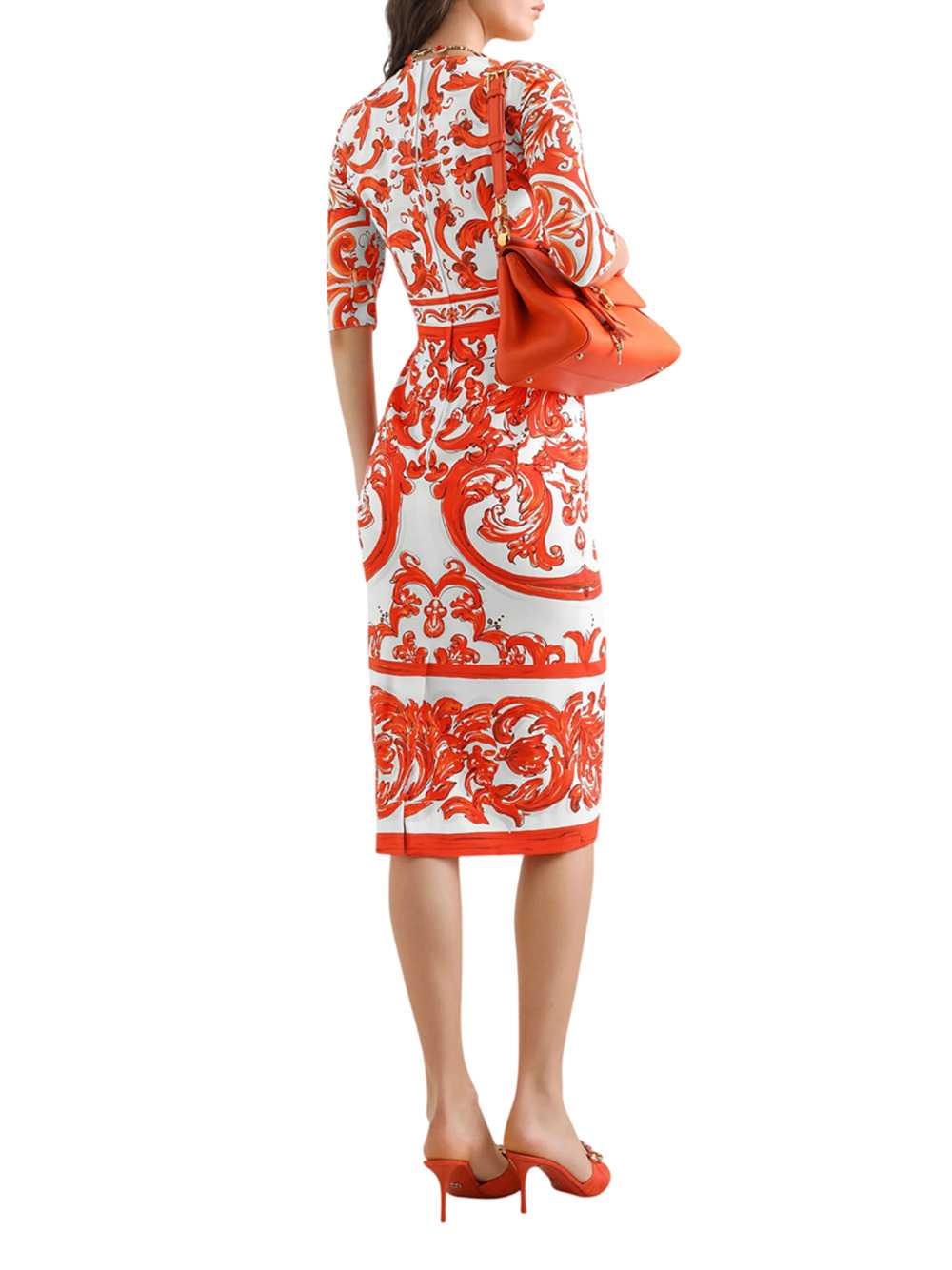 Dolce & Gabbana Women Maiolica Print Charmeuse Dress: