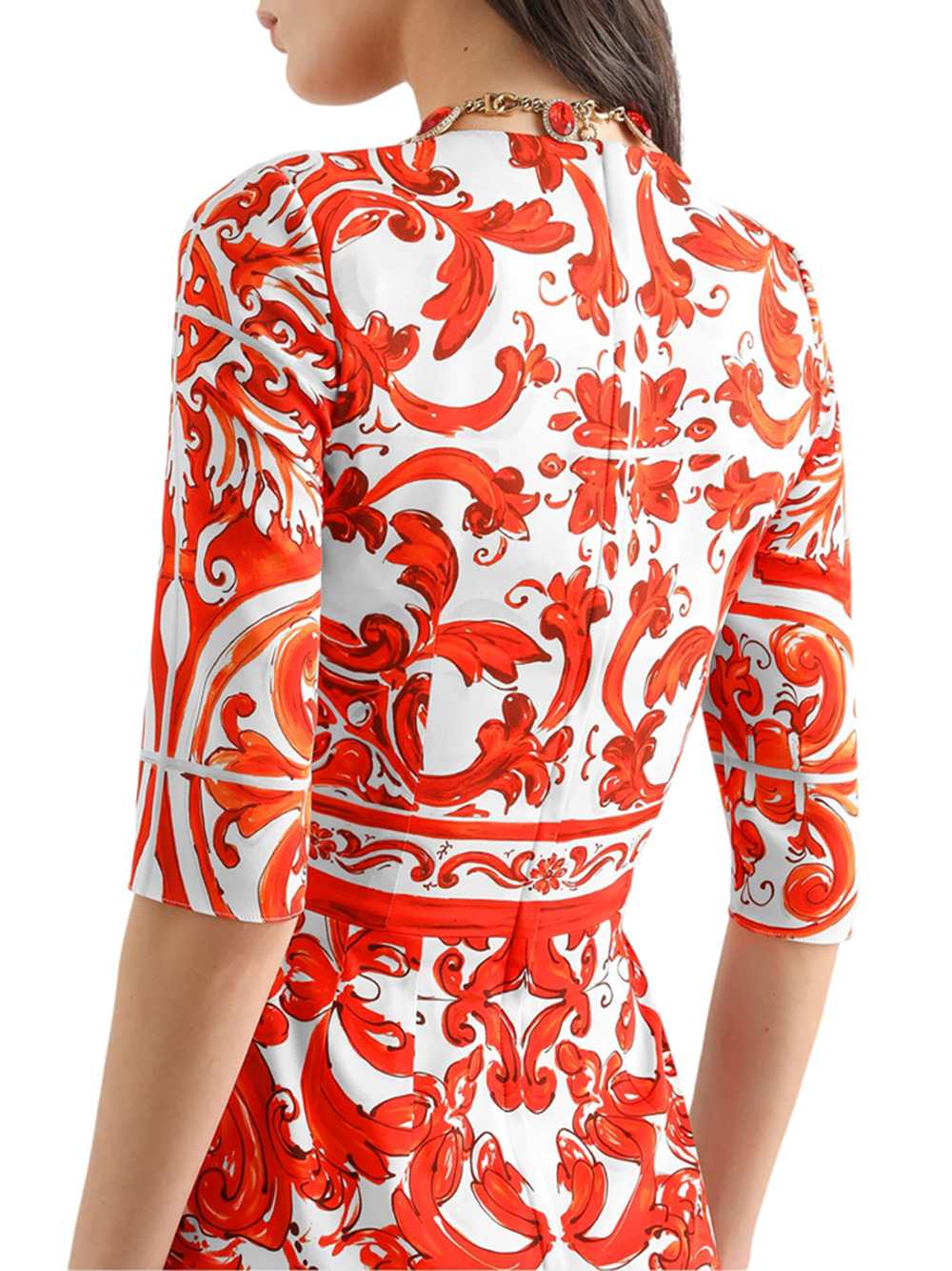 Dolce & Gabbana Women Maiolica Print Charmeuse Dress: