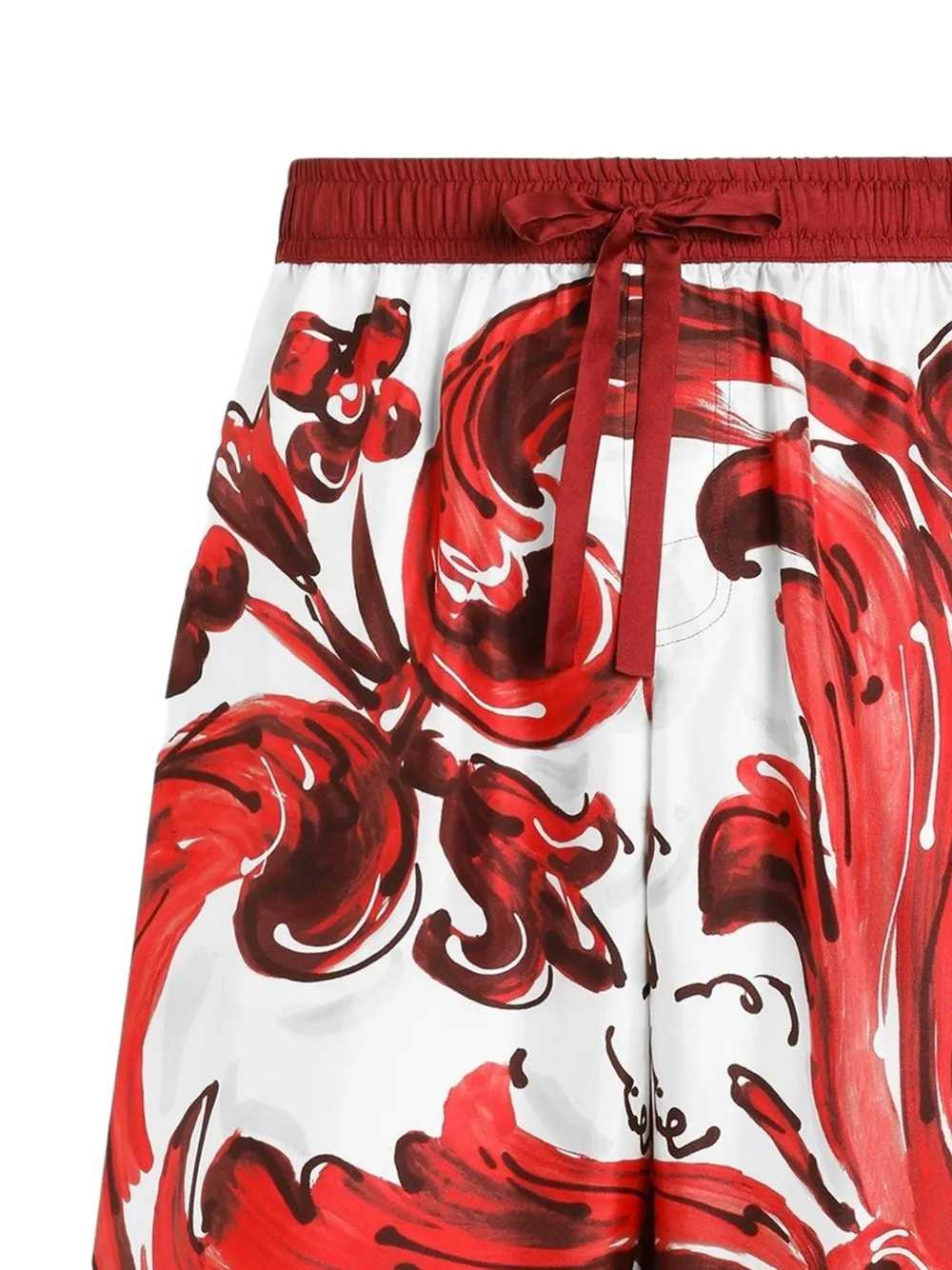 Dolce & Gabbana Men Vanity Bermuda Shorts In Silk Twill With A Majolica Print