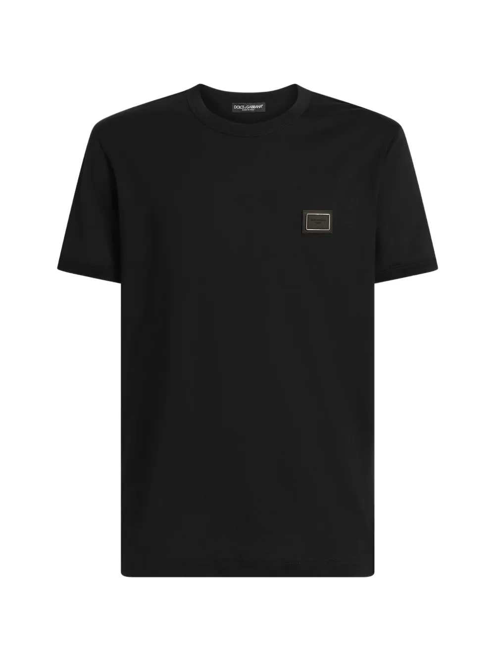 Dolce & Gabbana Men Cotton T-Shirt With Logo Plaque