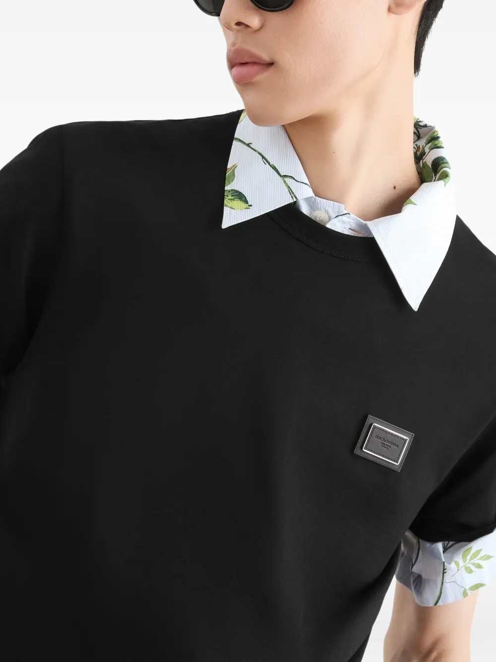 Dolce & Gabbana Men Cotton T-Shirt With Logo Plaque