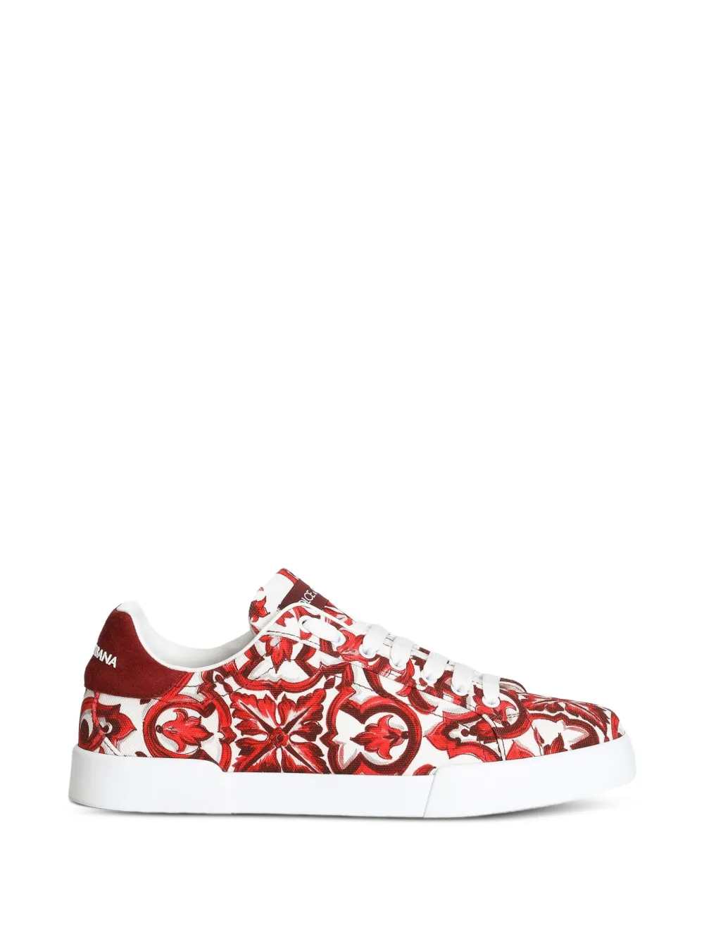 Dolce & Gabbana Men Portofino Canvas Sneakers With Majolica Print
