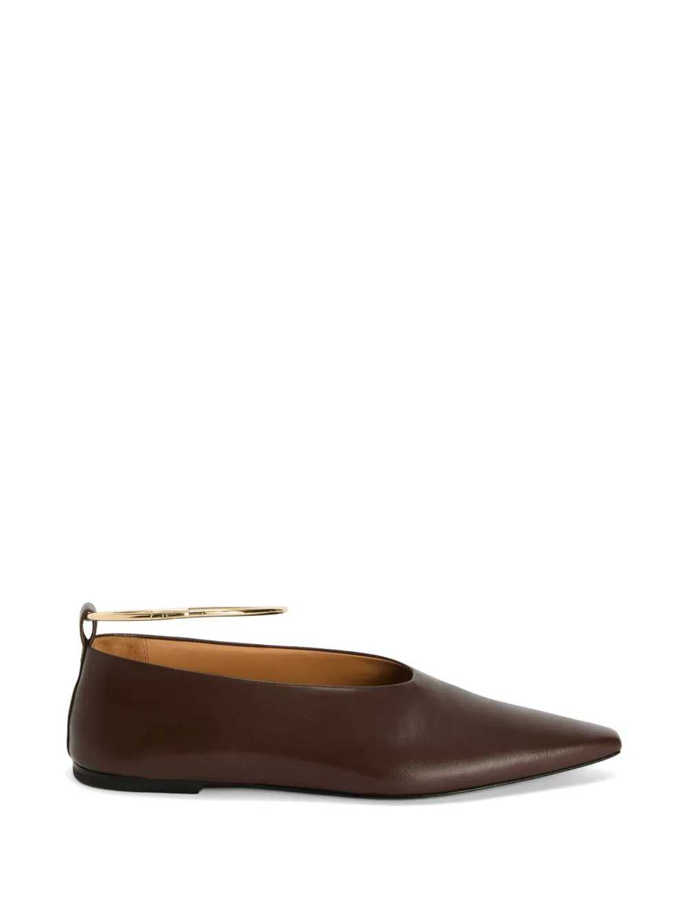 Jil Sander Women Pointed-Toe Suede Ballerinas With Removable Metal Anklet