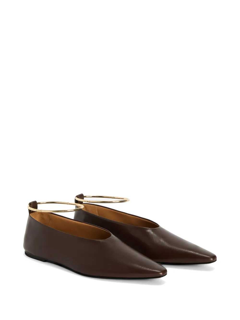 Jil Sander Women Pointed-Toe Suede Ballerinas With Removable Metal Anklet