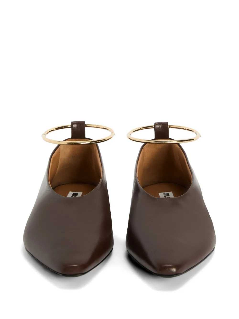 Jil Sander Women Pointed-Toe Suede Ballerinas With Removable Metal Anklet