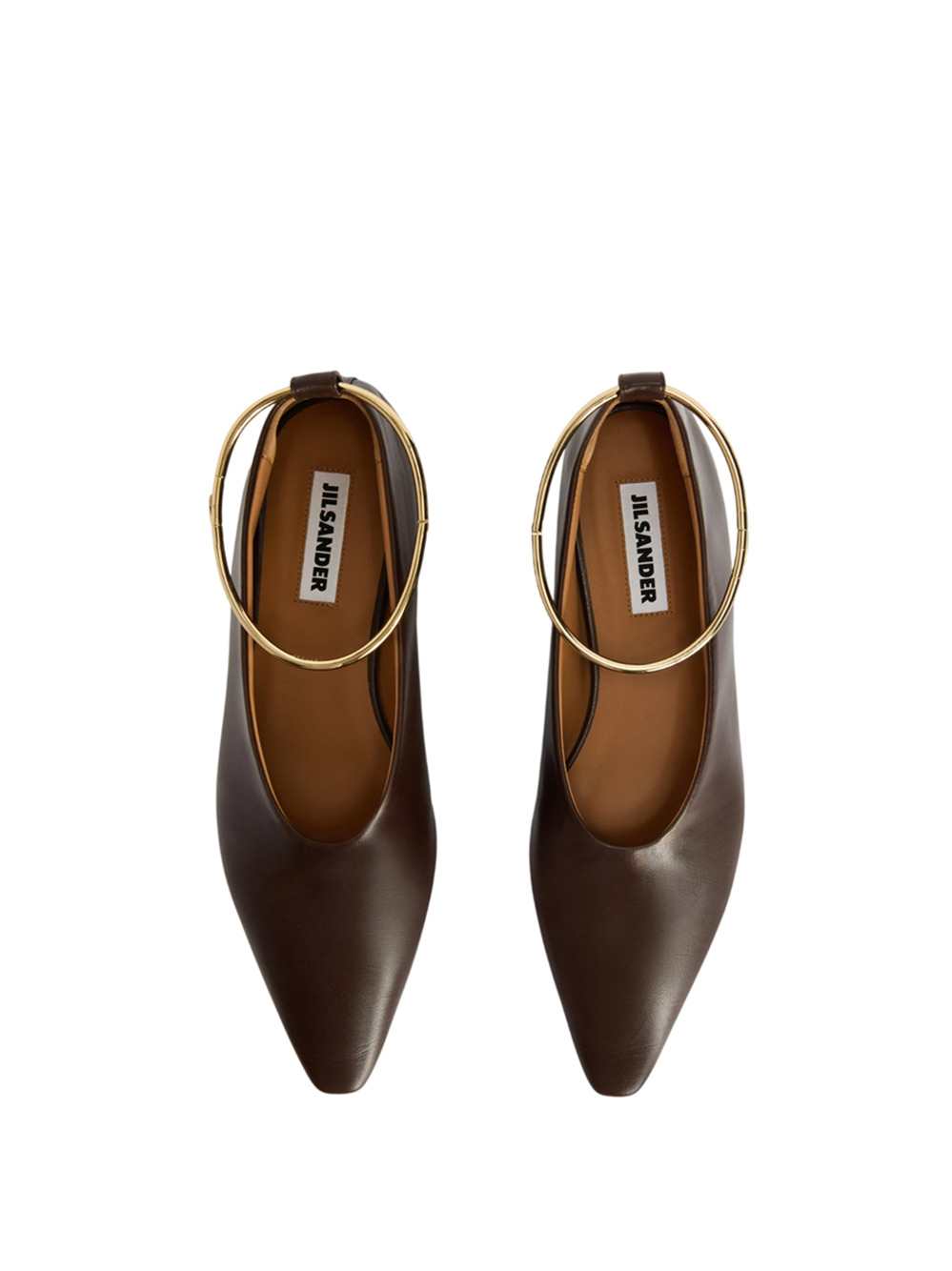 Jil Sander Women Pointed-Toe Suede Ballerinas With Removable Metal Anklet