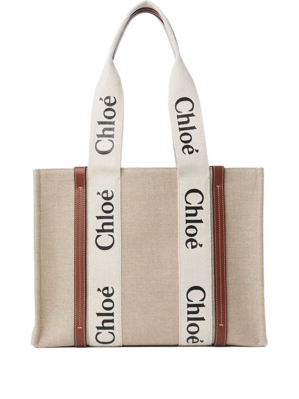 Chloe Women Woody Linen Tote Bag