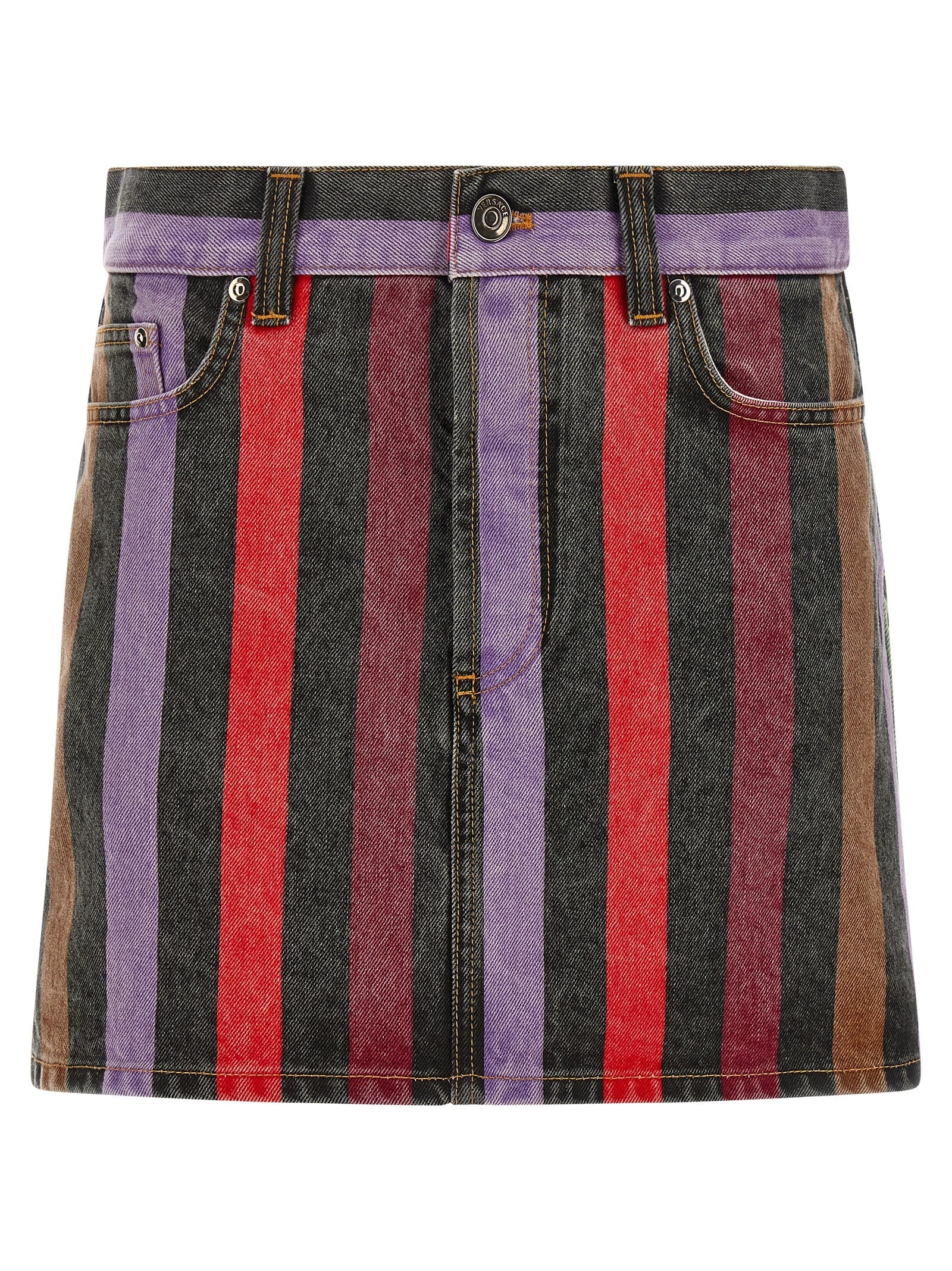 Versace Women Striped Denim Skirt