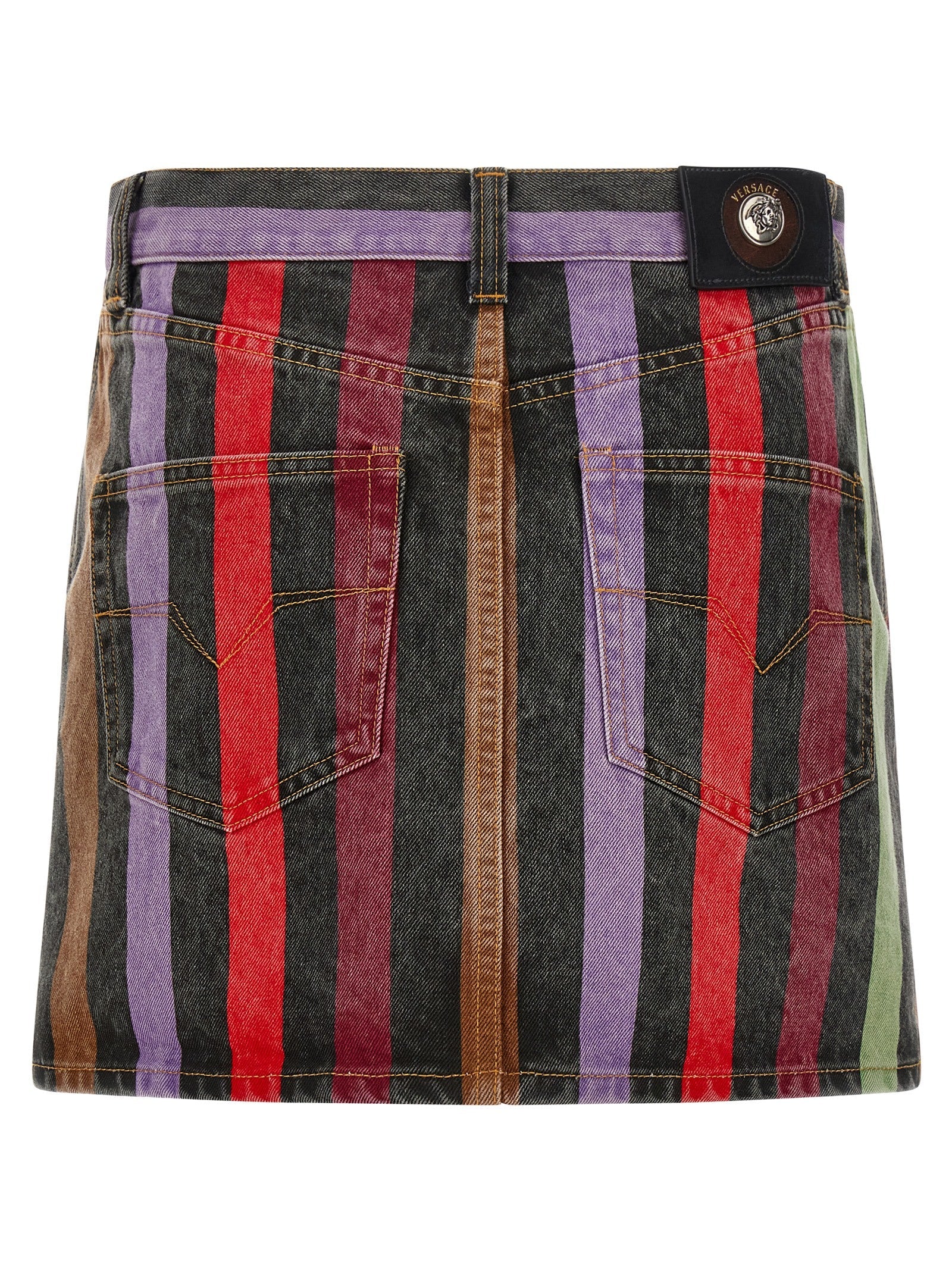 Versace Women Striped Denim Skirt