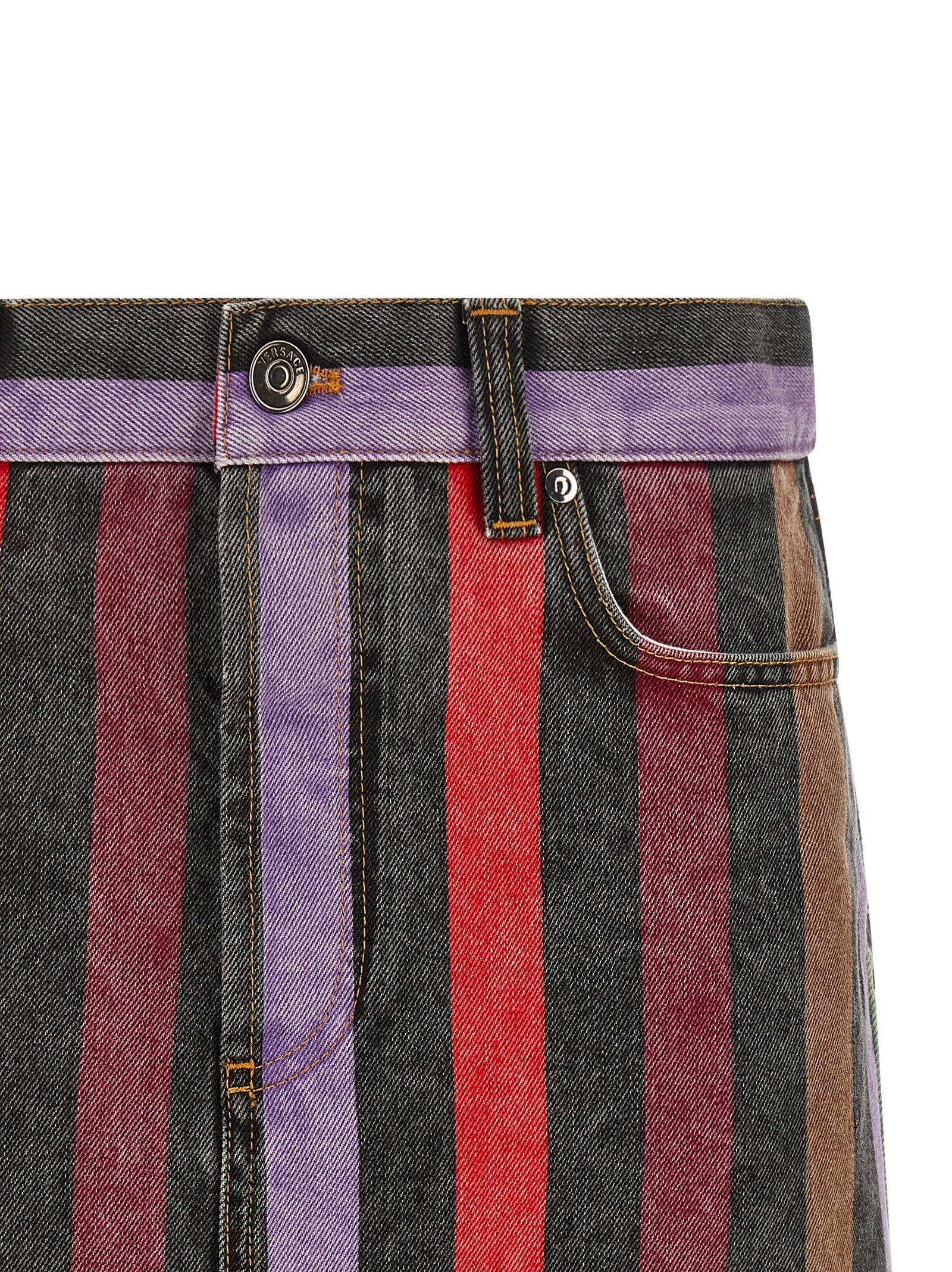 Versace Women Striped Denim Skirt