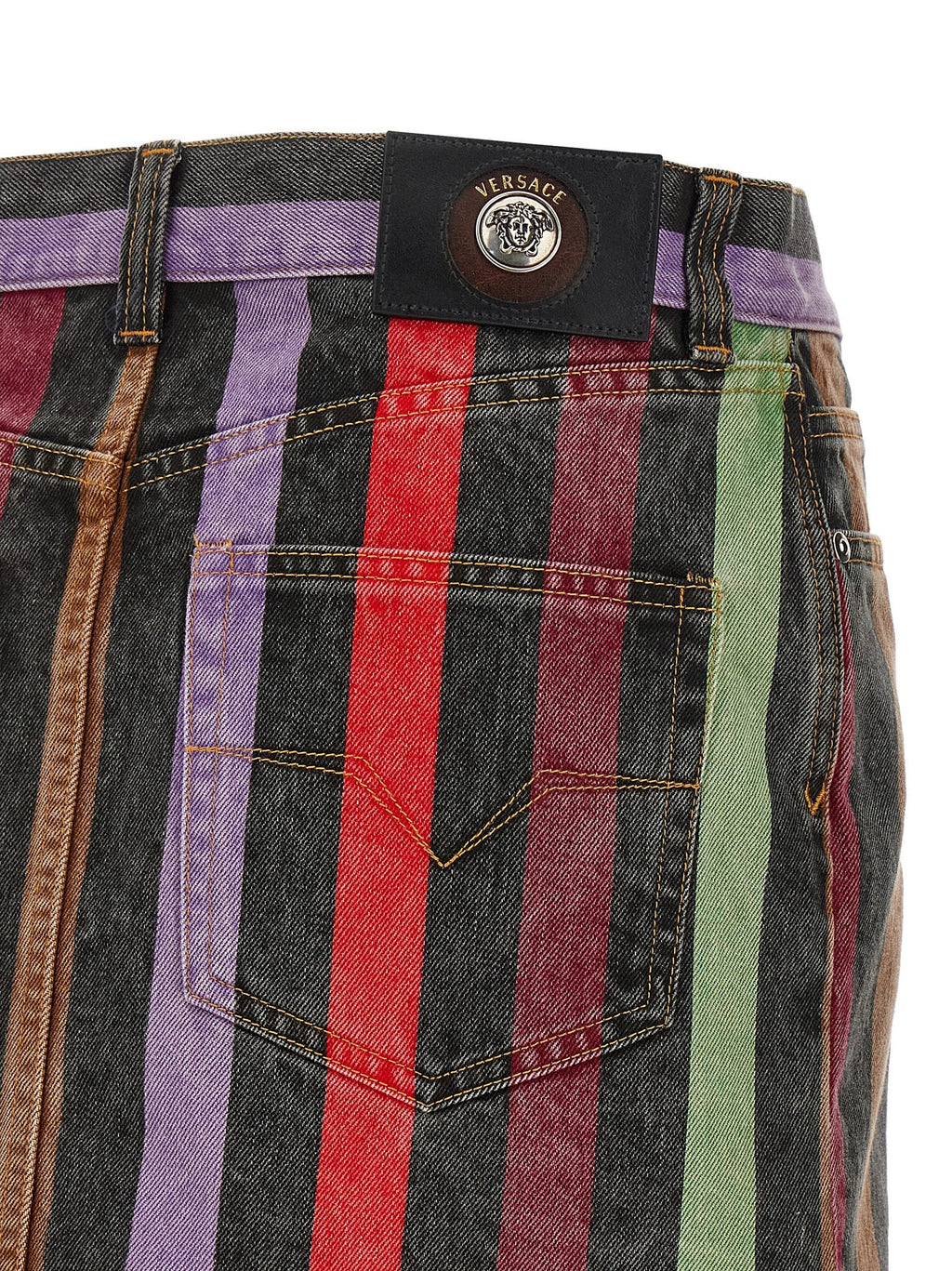 Versace Women Striped Denim Skirt