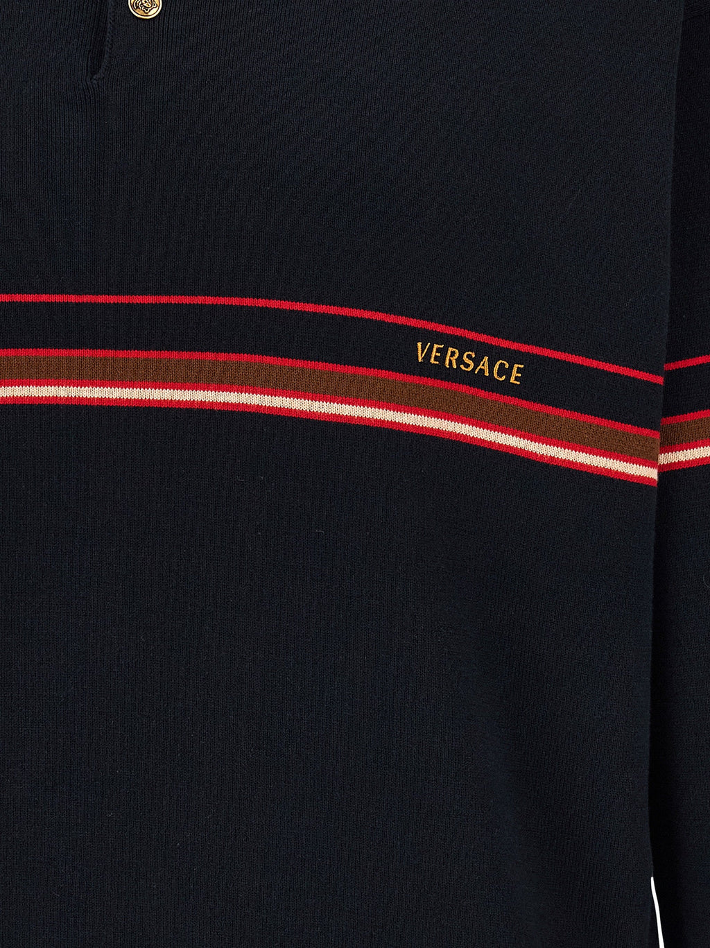 Versace Men Inlaid Striped Polo Shirt