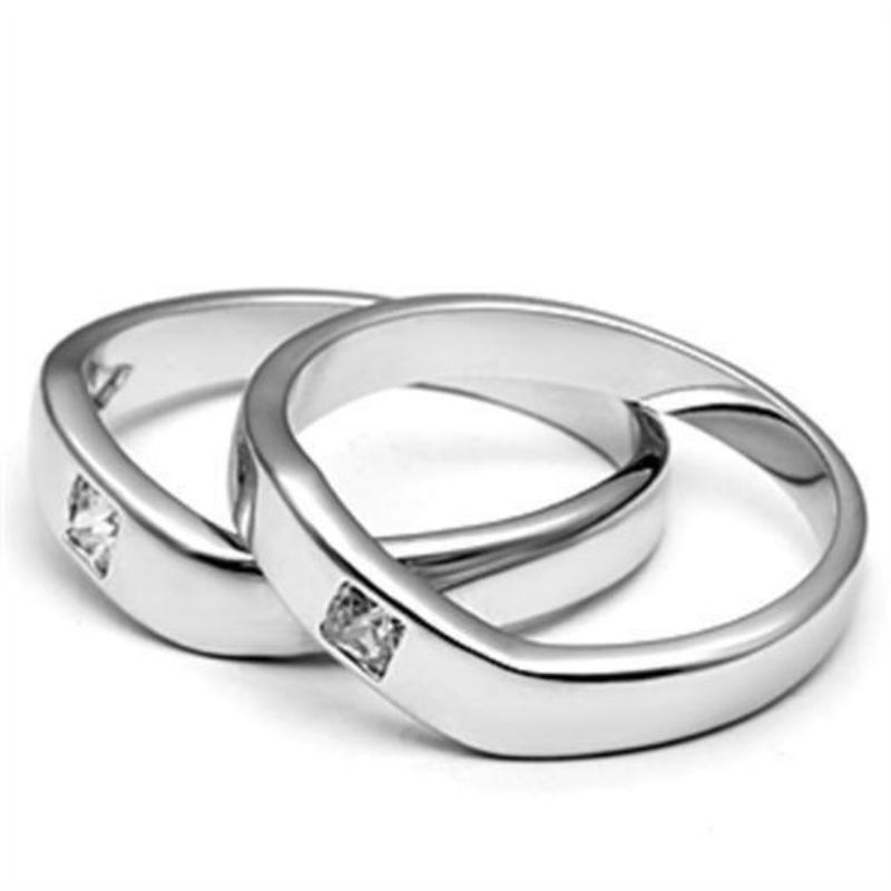 Rhodium Brass Ring with AAA Grade CZ in Clear
