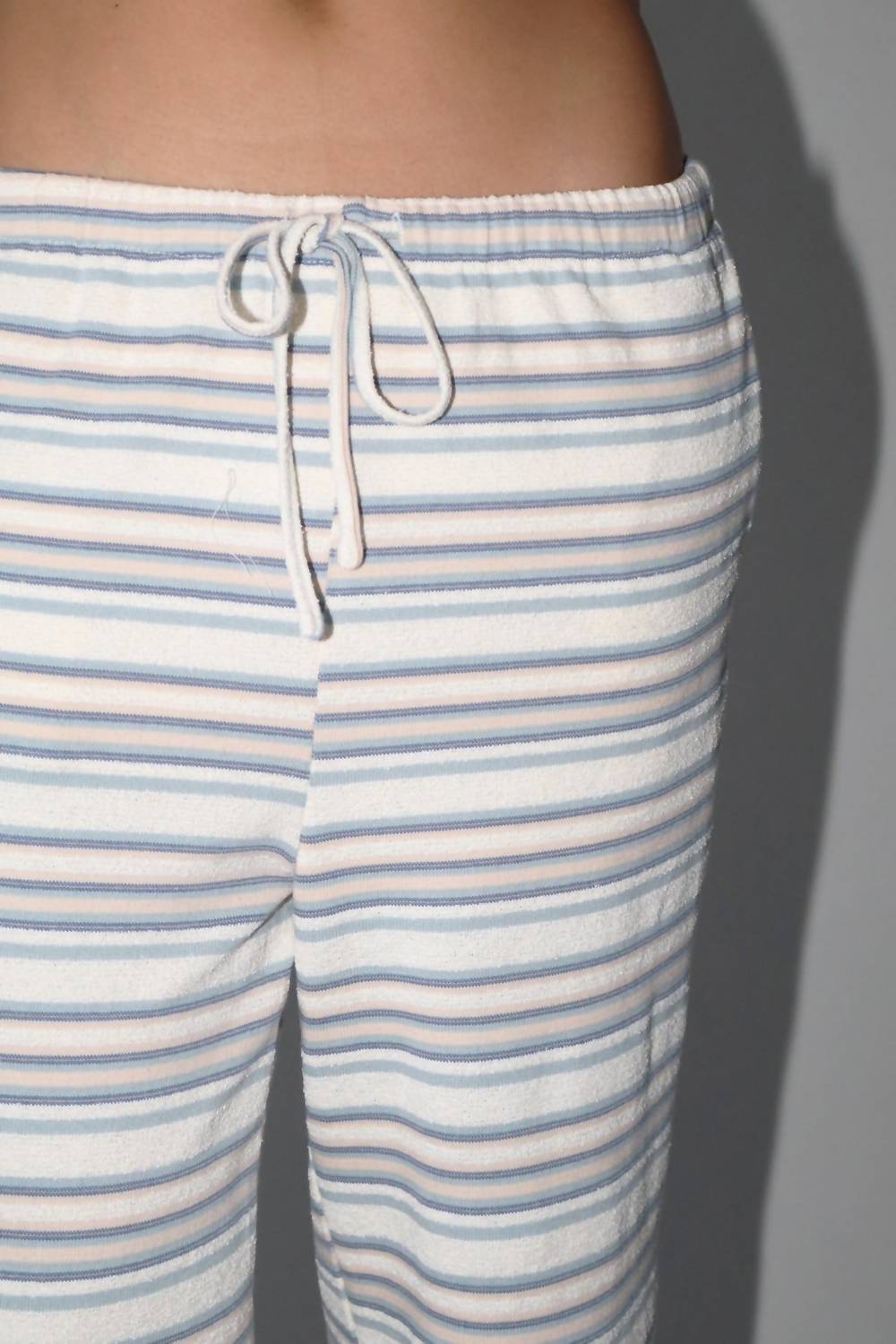Stripe Knit Wide Leg Pants In Harbor Beige/ Blue