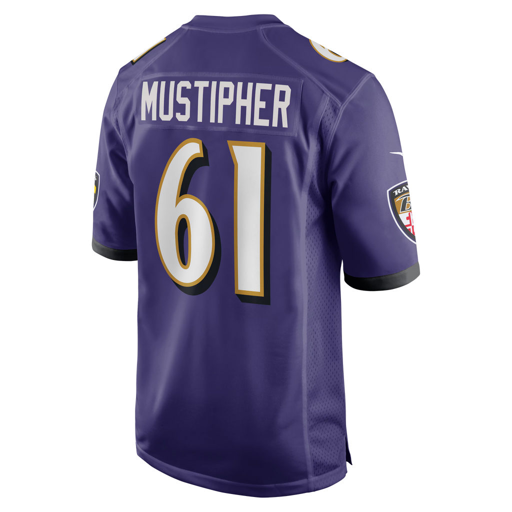 Baltimore Ravens Sam Mustipher Purple Team Game Jersey