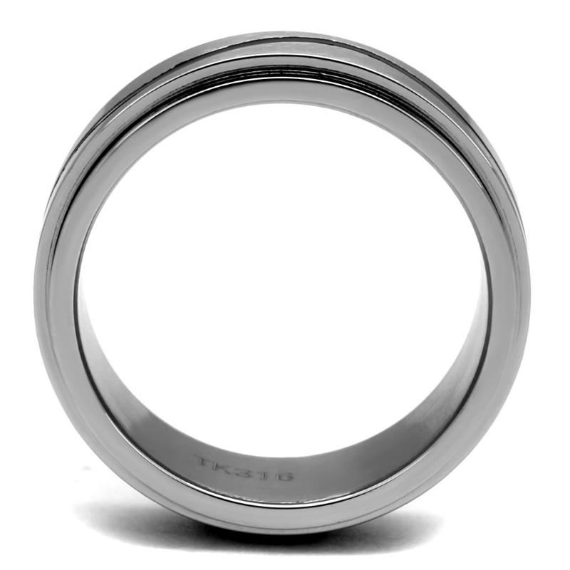 High polished (no plating) Stainless Steel Ring with Epoxy in Jet