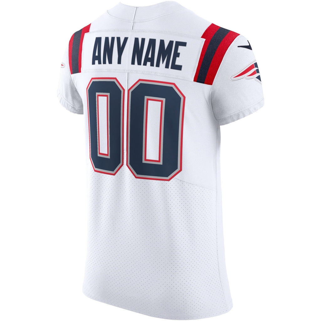 New England Patriots White Vapor Elite Custom Jersey